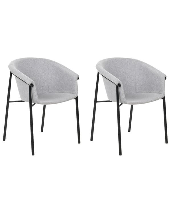 Sett med 2 Spisestoler Grå Møbeltrekk i stoff Moderne design Spisestue Kjøkken