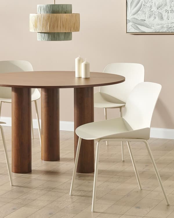 Sett med 2 spisestoler Beige Plast Dypt sete Moderne design Spisestue Kjøkken