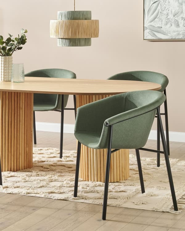 Sett med 2 Spisestoler Grønn Møbeltrekk i stoff Moderne design Spisestue Kjøkken