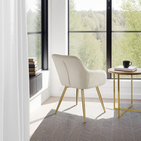 Stol Marilyn velour, guld - creme/guld,Sæt med 8 stk.