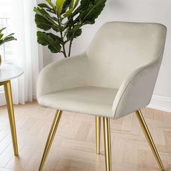 Stol Marilyn velour, guld - creme/guld,pr. stk.