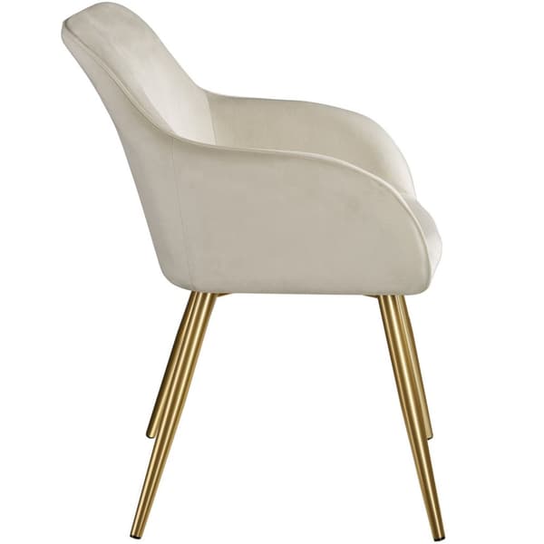 Stol Marilyn velour, guld - creme/guld,Sæt med 6 stk.