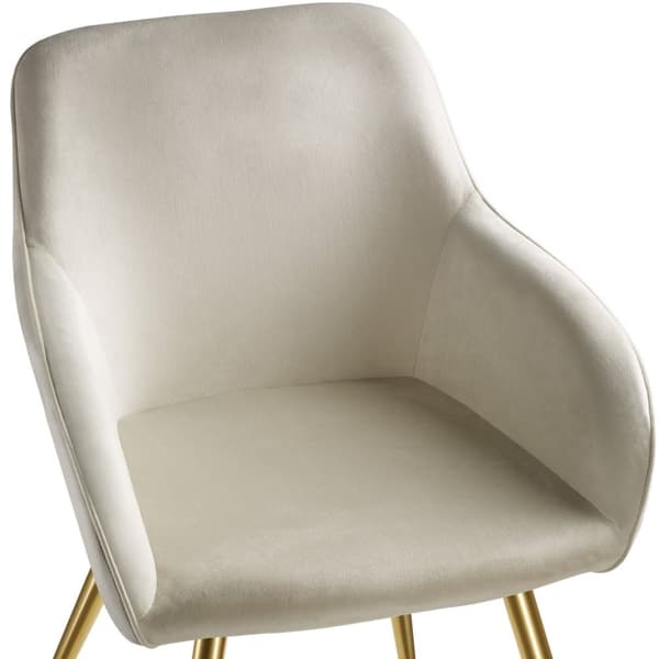 Stol Marilyn velour, guld - creme/guld,Sæt med 6 stk.