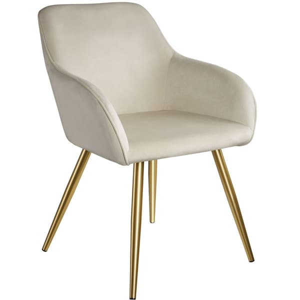 Stol Marilyn velour, guld - creme/guld,Sæt med 6 stk.
