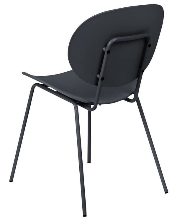 Kantinestol Sort Plast Sæt af 2 Spisebordsstole til Spisestuen Køkken Design Skalstole Minimalistisk Indretning