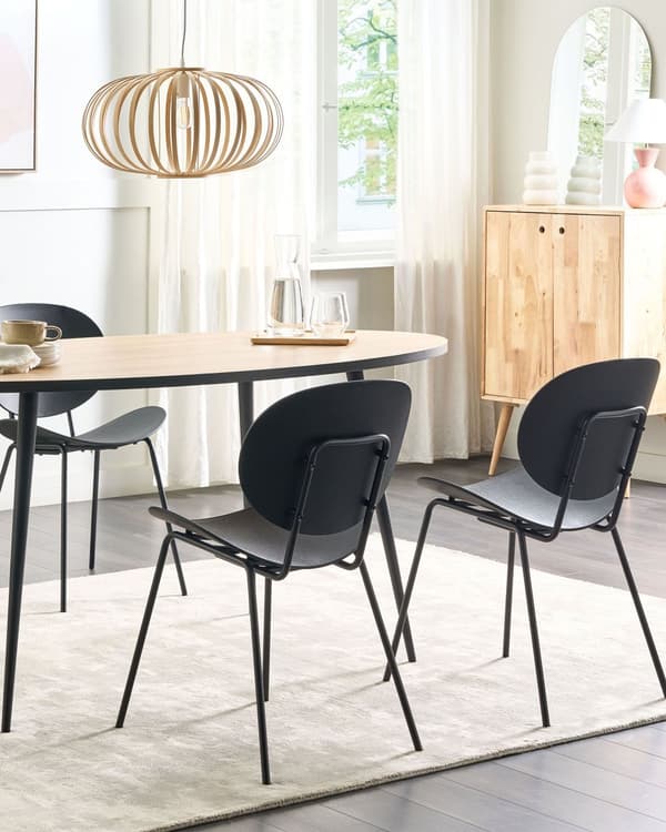 Kantinestol Sort Plast Sæt af 2 Spisebordsstole til Spisestuen Køkken Design Skalstole Minimalistisk Indretning