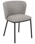 Miniatyrbild 5 av 10: Uppsättning med 2 matstolar Grå polyesterklädsel Svarta metallben Armlöst böjt ryggstöd Modern modern design