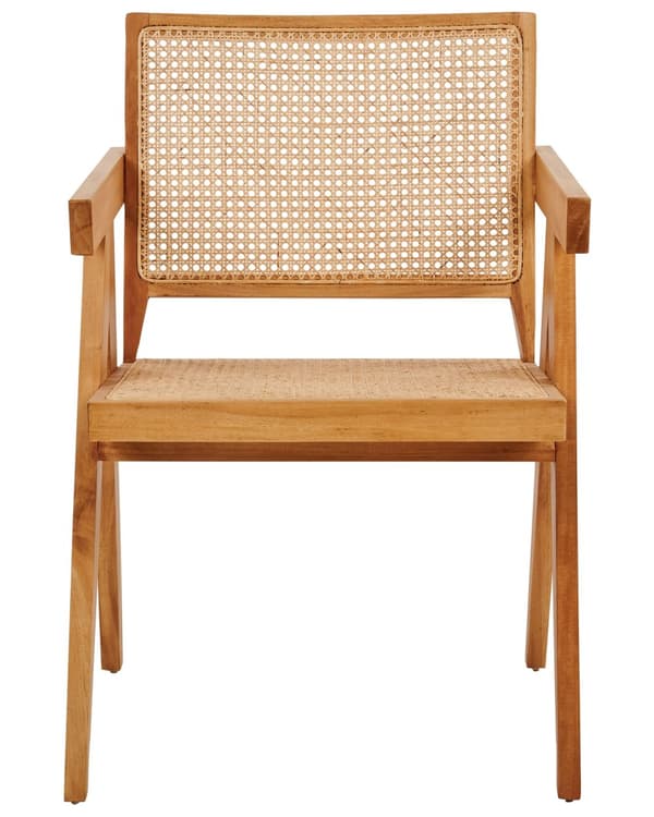 Matstol Ljust Trä Mahogny Rotting Wiensk Flätning Naturlig Korg Rygg Minimalistisk Vardagsrum Matsal