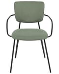 Miniatyrbild 6 av 10: Uppsättning med 2 matstolar Mörkgrön polyester med strukturell tygklädsel Svarta metallben Armlöst böjt ryggstöd Modern modern design