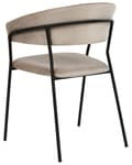 Miniatyrbillede 7 af 10: Sæt med 2 spisebordsstole Taupe fløjlsstofbetræk Sorte metalben med armlæn Buet ryglæn Moderne design