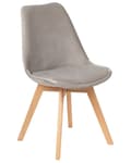 Miniatyrbilde 4 av 9: Sett med 2 Spisestoler Beige Fløyel Polstring Sete Elegant Moderne Treben