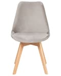 Miniatyrbilde 5 av 9: Sett med 2 Spisestoler Beige Fløyel Polstring Sete Elegant Moderne Treben