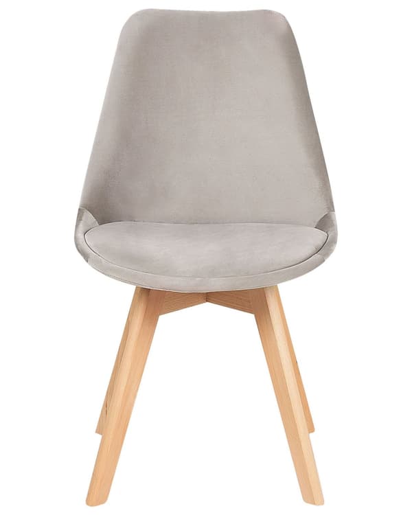 Sett med 2 Spisestoler Beige Fløyel Polstring Sete Elegant Moderne Treben