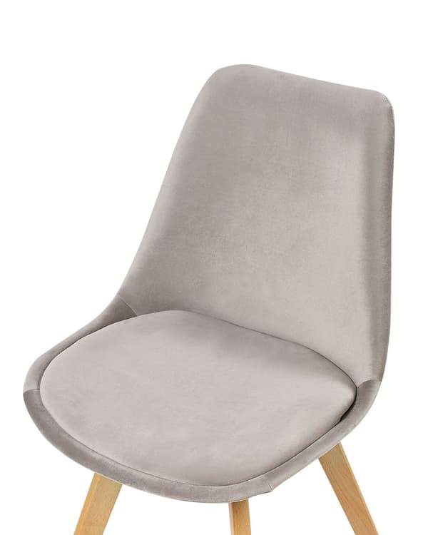 Sett med 2 Spisestoler Beige Fløyel Polstring Sete Elegant Moderne Treben