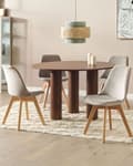 Miniatyrbilde 2 av 9: Sett med 2 Spisestoler Beige Fløyel Polstring Sete Elegant Moderne Treben