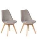 Miniatyrbilde 1 av 9: Sett med 2 Spisestoler Beige Fløyel Polstring Sete Elegant Moderne Treben