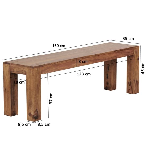 Rootz Matsalsbänk - Massivt trä - - Matsalsbänk - 160 x 35 cm - Brun