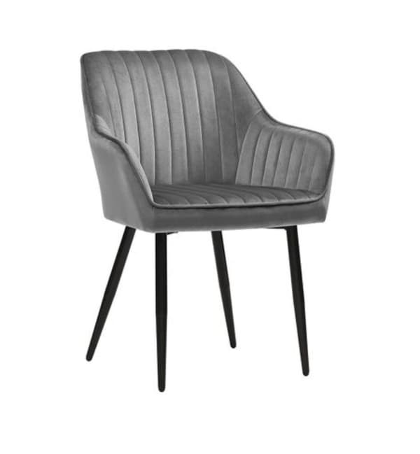 Rootz Spisestuestol - Lænestol - Armlæn - Metal - Fløjl - Grå - 62,5 x 60 x 85 cm