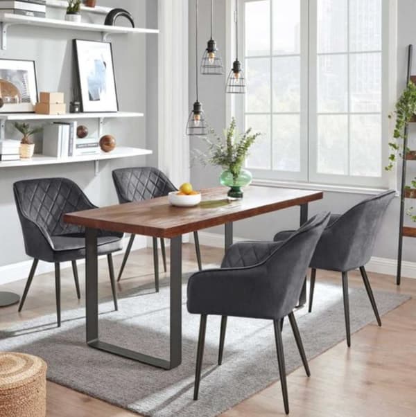 Rootz Matstol - Fåtölj - Klädd - Armstöd - Metall - Sammet - Grå - 62,5 x 60 x 85 cm