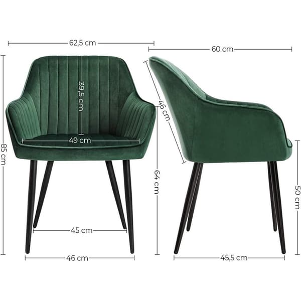 Rootz Matstol - Modern och Elegant Fritidsstol - Matstolar - Metallben - Grön - 62,5 x 60 x 85 cm (LxBxH)