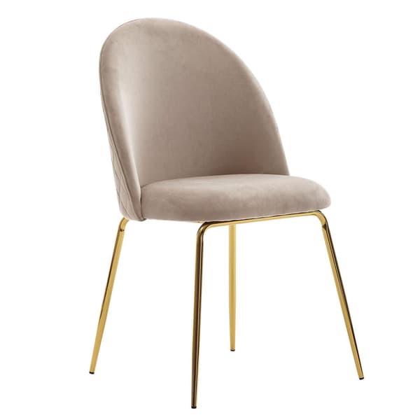 Rootz design ruokapöydän tuolisarja 2 samettibeigellä verhoiltua - Keittiön tuolin kangas kultaisilla jaloilla - Shell-tuoli Scandinavian - Pehmustett