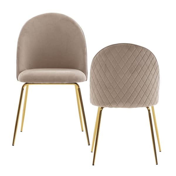 Rootz design ruokapöydän tuolisarja 2 samettibeigellä verhoiltua - Keittiön tuolin kangas kultaisilla jaloilla - Shell-tuoli Scandinavian - Pehmustett