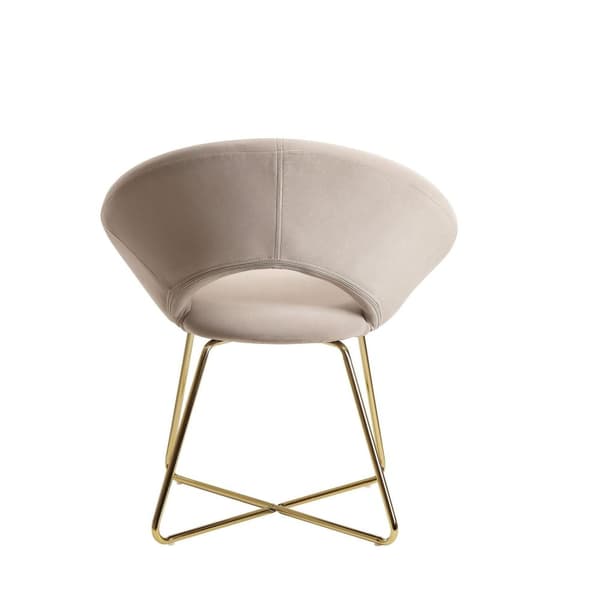 Rootz matsal sammet beige köksstol med gyllene ben - Skalstolstyg - metall - Design klädd stol - Stol matsal klädd