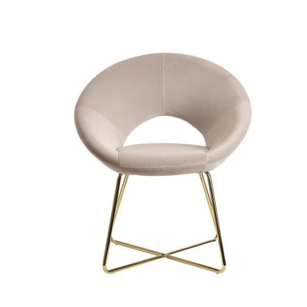 Rootz matsal sammet beige köksstol med gyllene ben - Skalstolstyg - metall - Design klädd stol - Stol matsal klädd