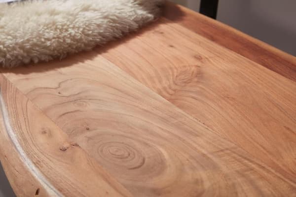 Rootz værelses spisebordsbænk 160x83,5x60 cm akaciebænk i massivt træ med trækant - Bænk træbænk med ryglæn - Køkkenbænk spisestuebænk i træ i landlig
