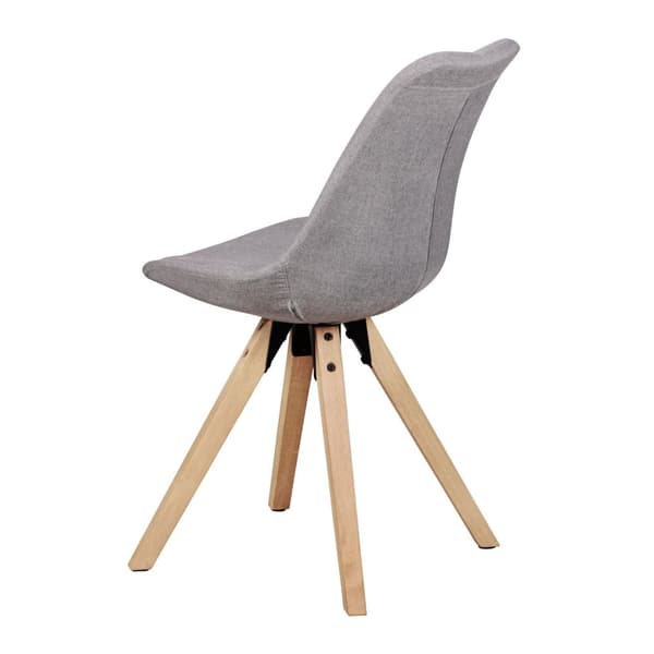 Rootz Sæt med 2 Retro Spisestuestol Lysegrå polstret stol stofbetræk ryglæn Design Køkkenstol