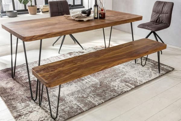 Rootz siddebænk Massivt træ Sheesham 180 x 45 x 40 cm træbænk naturprodukt køkkenbænk i landlig stil