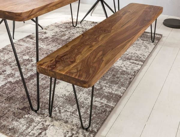 Rootz siddebænk Massivt træ Sheesham 180 x 45 x 40 cm træbænk naturprodukt køkkenbænk i landlig stil
