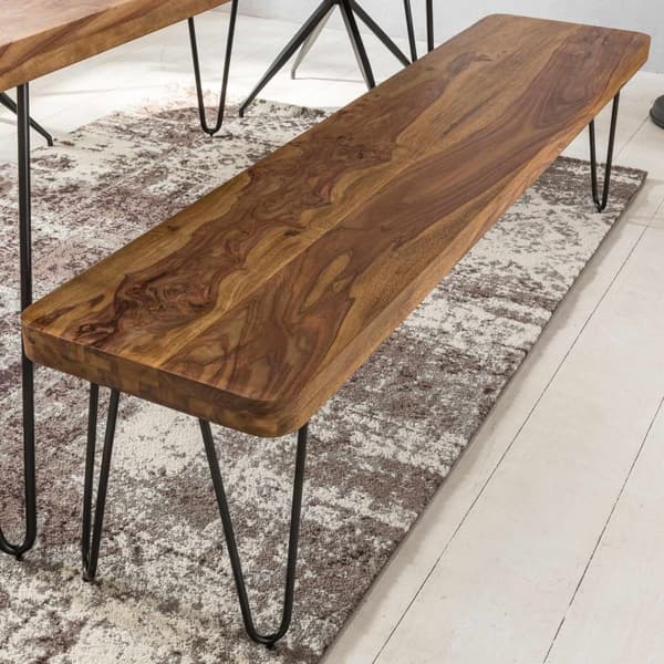Rootz siddebænk Massivt træ Sheesham 180 x 45 x 40 cm træbænk naturprodukt køkkenbænk i landlig stil