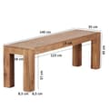 Miniatyrbild 6 av 6: Rootz matsalsbänk massivt trä akacia 140 x 45 x 35 cm träbänk naturprodukt Köksbänk i lantlig stil