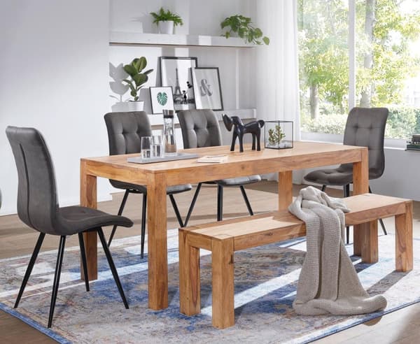 Rootz spisestuebænk massiv træ akacie 160 x 45 x 35 cm træbænk naturprodukt Køkkenbænk i landlig stil