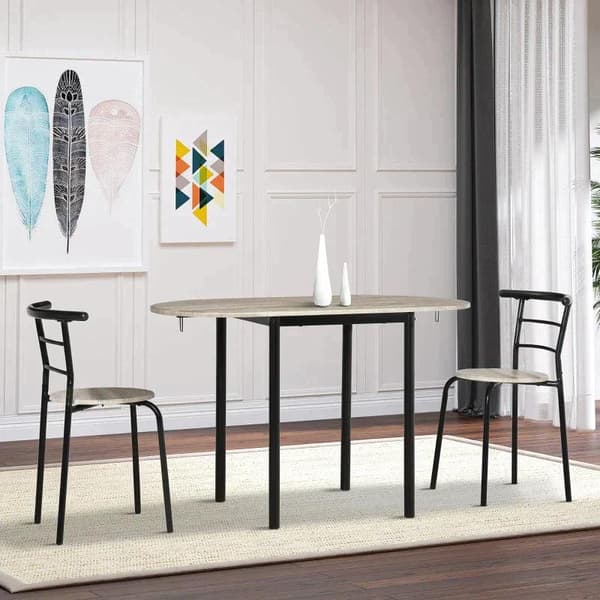 Rootz 3-delad sittgrupp - Ovalt bord med två stolar - Svart + Natur - 120 x 60 x 75 cm