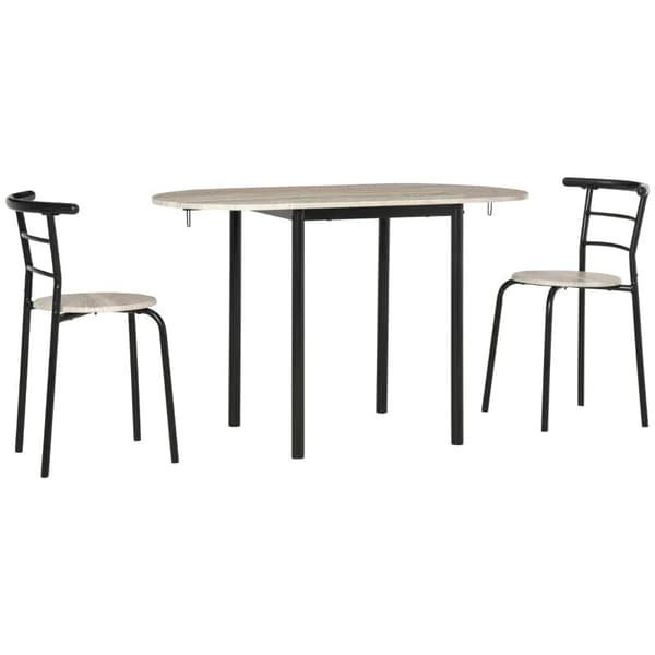 Rootz 3-delad sittgrupp - Ovalt bord med två stolar - Svart + Natur - 120 x 60 x 75 cm