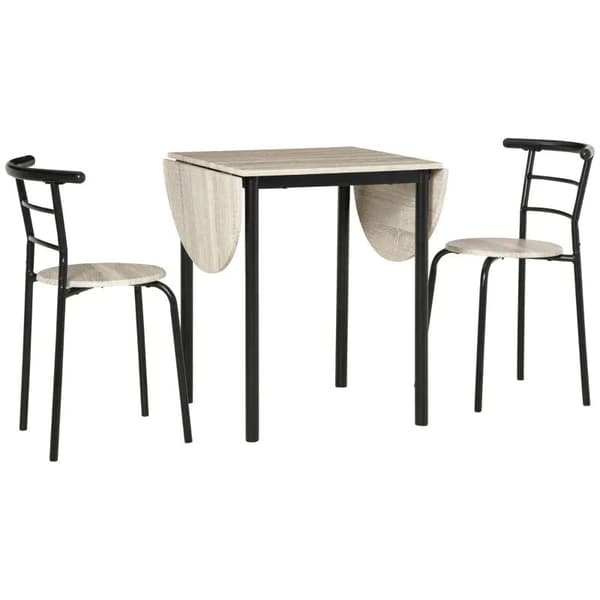 Rootz 3-delt siddegruppe - Ovalt bord med to stole - sort + natur - 120 x 60 x 75 cm