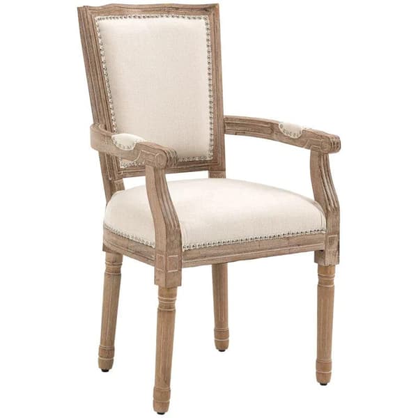 Rootz Spisestuestol - Køkkenstol - Nitteindretning - Fransk Country House Style - Gummitræ - Cremehvid - 59 x 63,5 x 96cm
