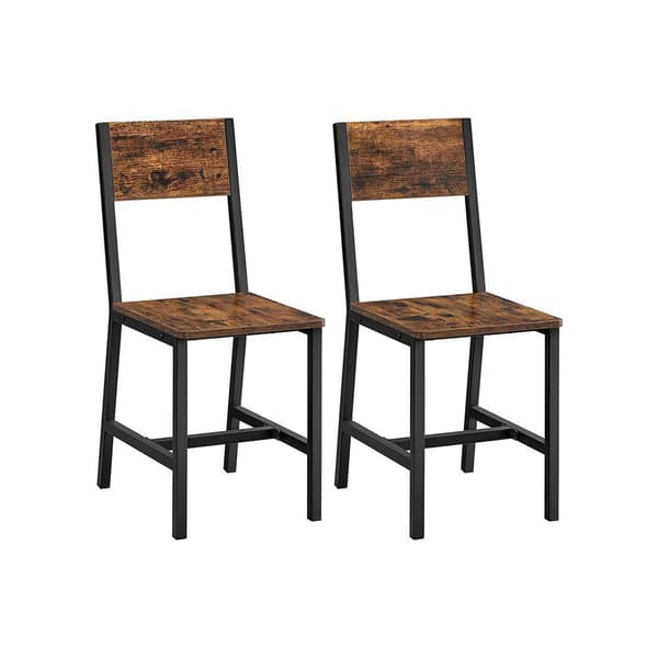 Rootz Spisestuestol - Polstrede Spisestuestole - Sæt med 2 spisestuestole - Stol - Spånplade/stål - Vintage Brun-sort - 36 x 46,6 x 87,1 cm (L x B x H