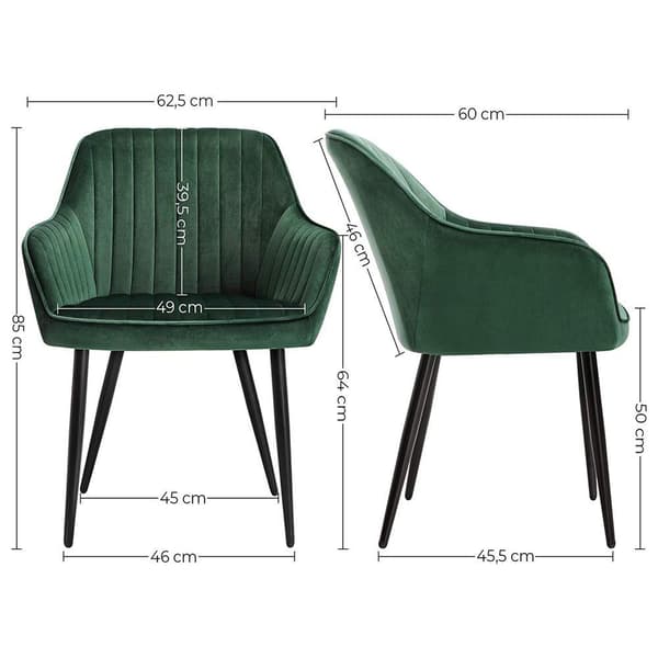 Rootz Matstolar - Stol - Set med 2 stolar - Kontorsstolar - Grön-Svart - 62,5 x 60 x 85 cm