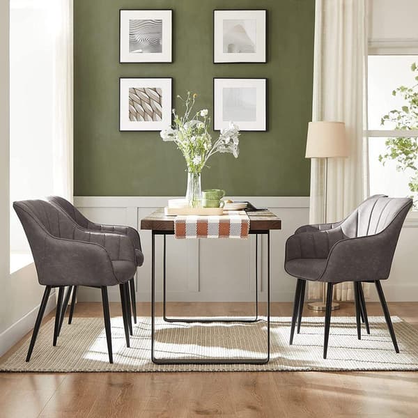 Rootz Spisestuestol - Stol - Med PU Betræk Og Armlæn - Fløjlsstol - Spisestuestole - Grå - 62,5 x 60 x 85 cm