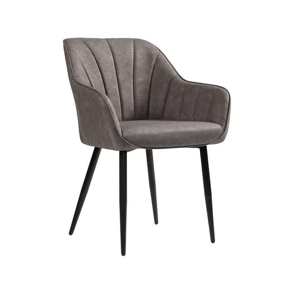 Rootz Spisestuestol - Stol - Med PU Betræk Og Armlæn - Fløjlsstol - Spisestuestole - Grå - 62,5 x 60 x 85 cm
