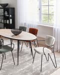 Miniatyrbilde 4 av 10: Sett med 2 spisestoler Kremhvit Polyester Svarte metallben Armlener Buet ryggstøtte Moderne design Kjøkken Spisestue