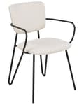 Miniatyrbilde 5 av 10: Sett med 2 spisestoler Kremhvit Polyester Svarte metallben Armlener Buet ryggstøtte Moderne design Kjøkken Spisestue