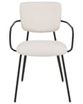 Miniatyrbilde 6 av 10: Sett med 2 spisestoler Kremhvit Polyester Svarte metallben Armlener Buet ryggstøtte Moderne design Kjøkken Spisestue
