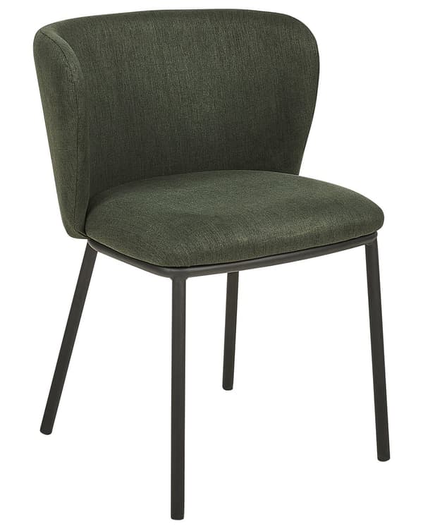 Sett med 2 spisestoler Mørkegrønn Polyester Svarte metallben Uten armlener Buet form Moderne design Kjøkken Spisestue