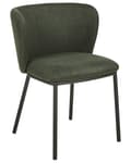 Miniatyrbilde 5 av 10: Sett med 2 spisestoler Mørkegrønn Polyester Svarte metallben Uten armlener Buet form Moderne design Kjøkken Spisestue