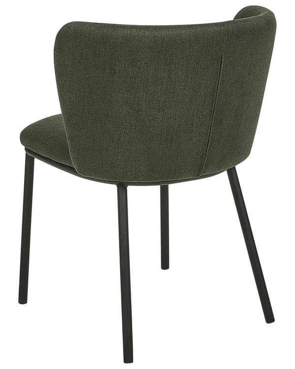 Sett med 2 spisestoler Mørkegrønn Polyester Svarte metallben Uten armlener Buet form Moderne design Kjøkken Spisestue