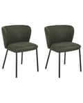 Miniatyrbilde 1 av 10: Sett med 2 spisestoler Mørkegrønn Polyester Svarte metallben Uten armlener Buet form Moderne design Kjøkken Spisestue
